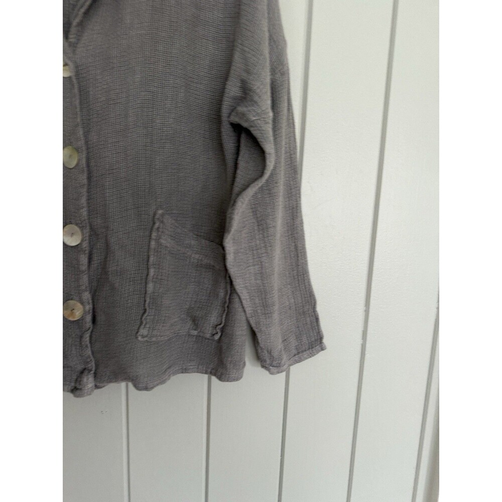 Fenini Shirt Jacket M Medium Button Lightweight Gray Single Button Pockets - Picture 2 of 5